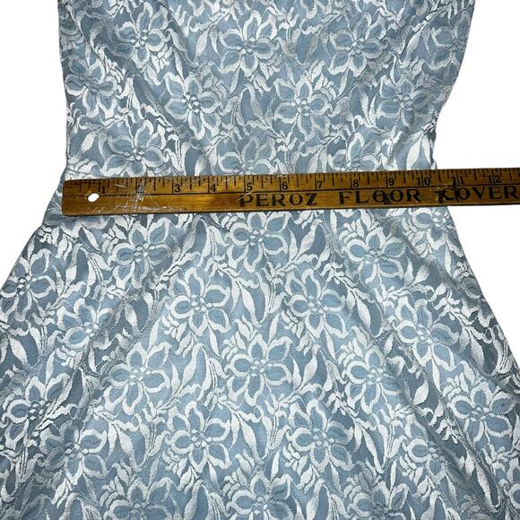 Disney Cinderella Lace Dress Baby Blue Floral Ruffle Flutter Sleeve Tulle Hem SM - Picture 5 of 9